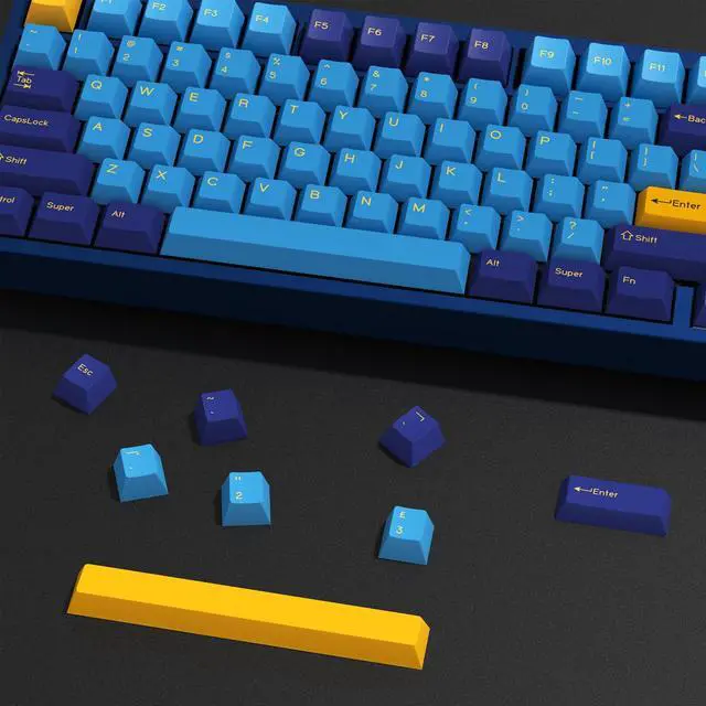 Alt view image 4 of 5 - KBDiy Nautilus PBT Double Shot Keycap Set,176 Keys Blue Purple Custom Key Cap Keycaps 60 Percent Cherry Profile Keycaps for 61/64/68/84/87/100/104/108 Mechanical Keyboard
