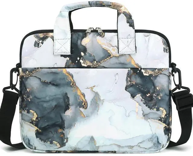 Main image of JIANYA Tablet Carrying Bag Kids Tablet Sleeve Bag with Shoulder Strap, 10-12.5 Inch, Marble Cyan