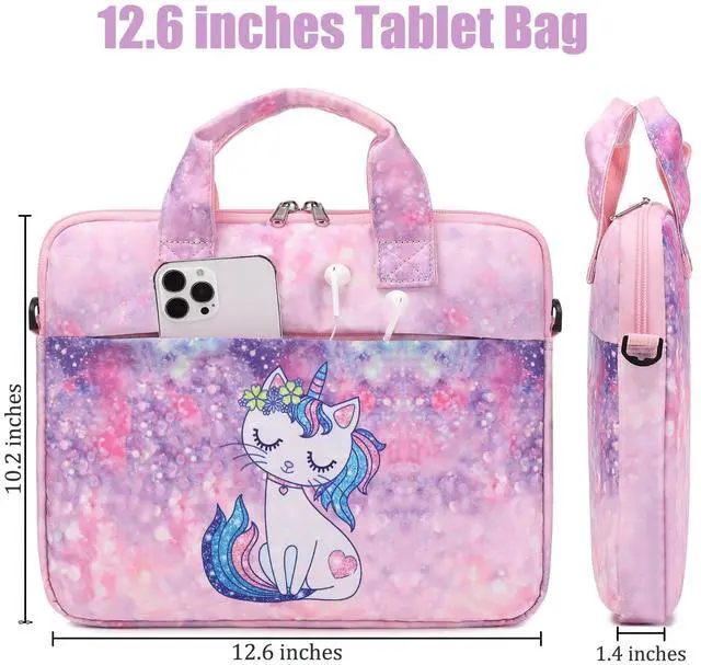 Alt view image 3 of 5 - JIANYA Tablet Carrying Bag Kids Tablet Sleeve Bag with Shoulder Strap, 10-12.5 Inch, Marble Cyan