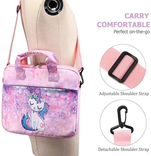 Alt view image 4 of 5 - JIANYA Tablet Carrying Bag Kids Tablet Sleeve Bag with Shoulder Strap, 10-12.5 Inch, Marble Cyan