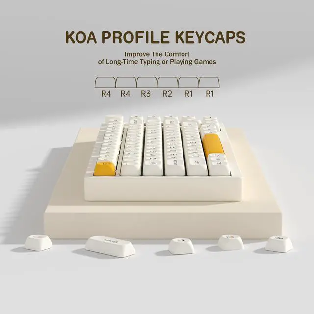 Alt view image 3 of 5 - YMKPVR KBDiy Honey Milk KOA Profile Keycaps 75 Percent,Dye-Sublimation PBT Yellow Cute Custom Keyboard Keycap,138 Key Cap Set for Cherry Gateron MX Switches Mechanical Keyboards