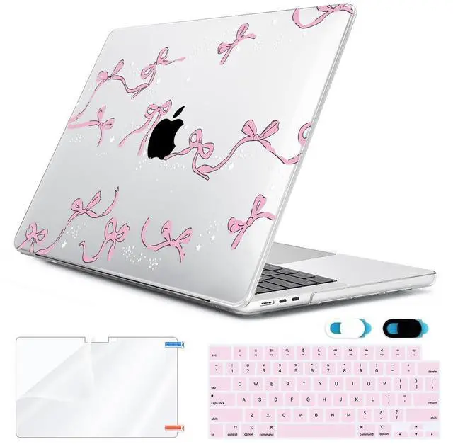 Main image of HOHAIYOO Compatible with MacBook Air 13.6 inch Case 2025 2024 2023 2022 Release M4 A3240 M3 A3113 M2 A2681 with Touch ID, Plastic Hard Shell Case&Keyboard Cover&Screen Protector&Webcam Cover, Bows