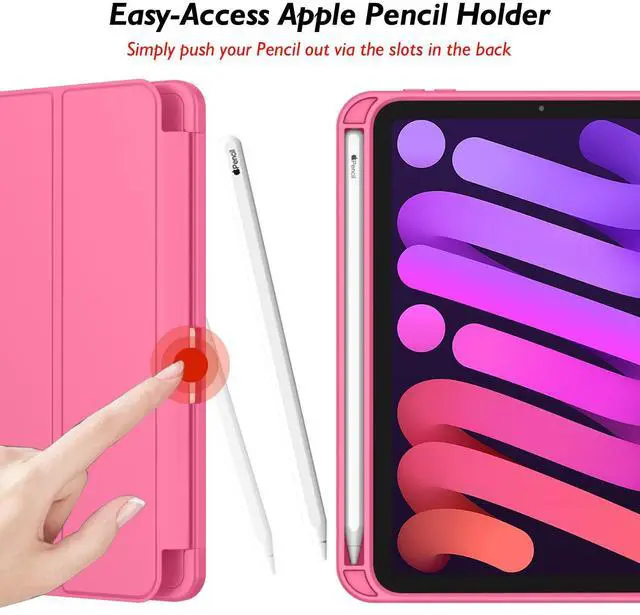 Alt view image 3 of 5 - iMieet iPad Mini 7 Case 2024 (A17 Pro), iPad Mini 6 Case (8.3-Inch,2021 Model), iPad Mini 7th/6th Generation Case with Pencil Holder, Trifold Stand Smart Case with Soft TPU Back,Watermelon