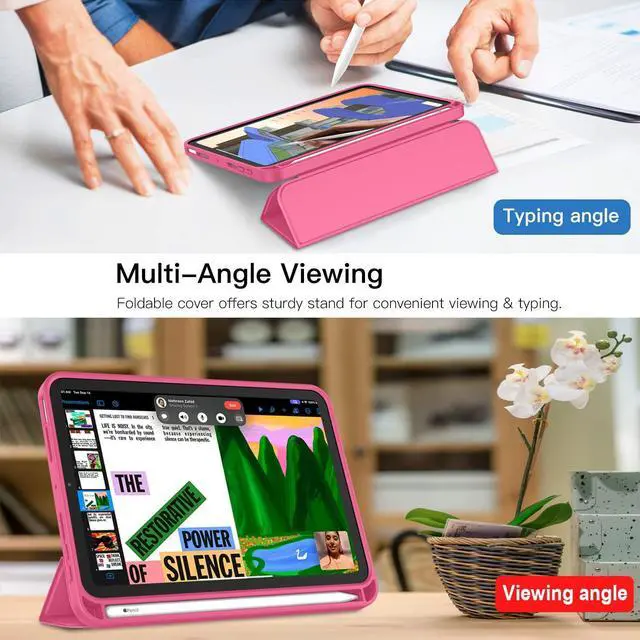 Alt view image 4 of 5 - iMieet iPad Mini 7 Case 2024 (A17 Pro), iPad Mini 6 Case (8.3-Inch,2021 Model), iPad Mini 7th/6th Generation Case with Pencil Holder, Trifold Stand Smart Case with Soft TPU Back,Watermelon