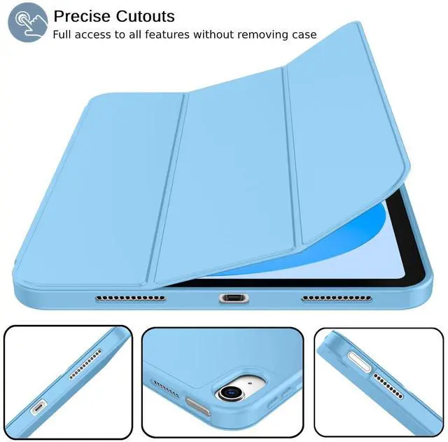Alt view image 2 of 5 - iMieet iPad (A16) Case 11th Gen/iPad 10th Generation Case [11-Inch 2025/10.9 Inch 2022] with Pencil Holder, Trifold Stand Smart Cover with Soft TPU Back,Auto Wake/Sleep(Azure Blue)