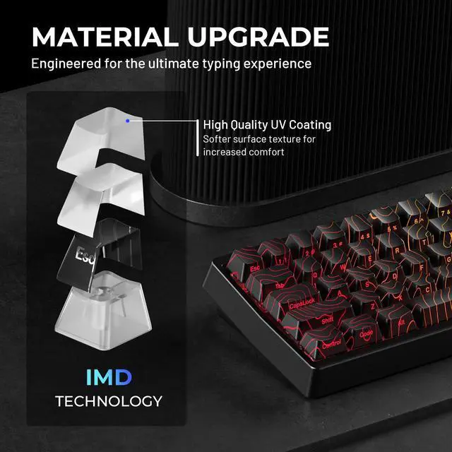 Alt view image 4 of 5 - HITIME x XVX Stealth Keycaps - Shine Through Topographic Keycaps, Unique IMD Tech, Phantom Design, for Mechanical Keyboards, 118 Key Set, OEM Profile, Lines and Character Backlit, Side Printed-Black