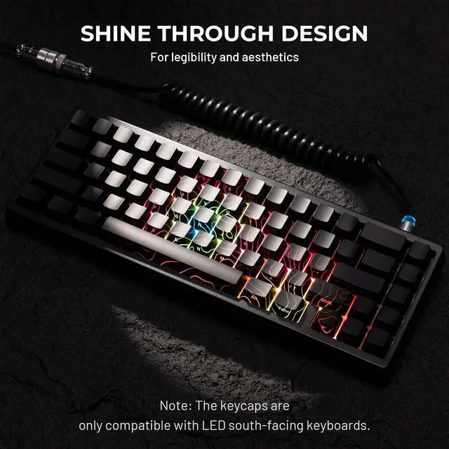 Alt view image 3 of 5 - HITIME x XVX Stealth Keycaps - Shine Through Topographic Keycaps, Unique IMD Tech, Phantom Design, for Mechanical Keyboards, 118 Key Set, OEM Profile, Lines and Character Backlit, Side Printed-Black