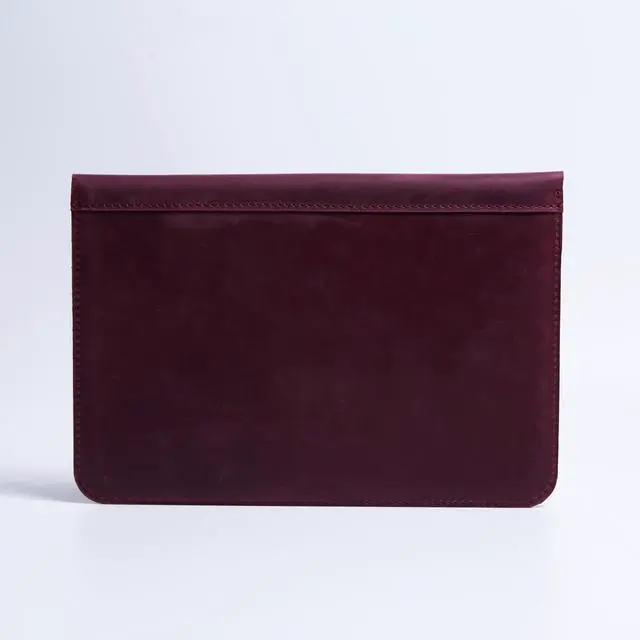 Alt view image 2 of 5 - INCARNE Leather Laptop Case 14 inch Compatible with MacBook Pro 14 Sleeve - Laptop Carrying Case Made for MacBook Pro 14", Magnetic Closure, Vintage Burgundy