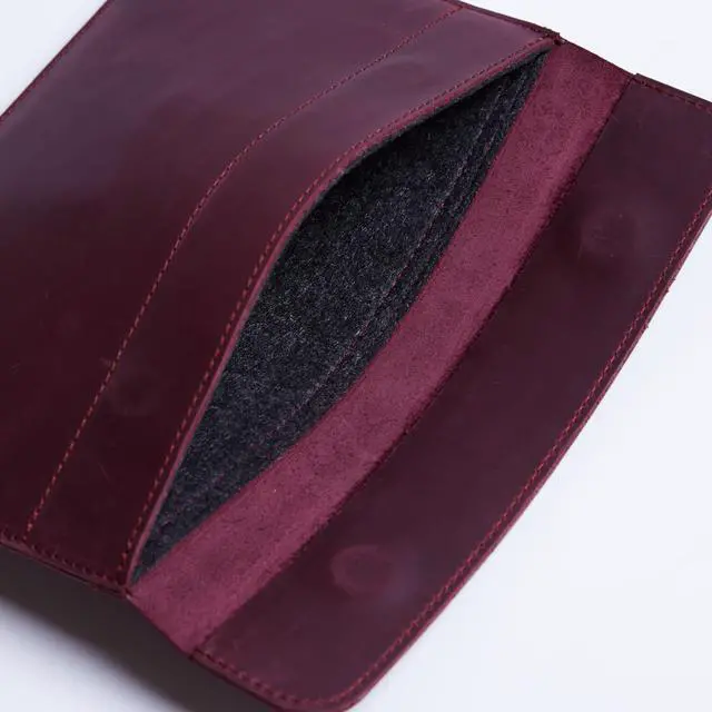 Alt view image 3 of 5 - INCARNE Leather Laptop Case 14 inch Compatible with MacBook Pro 14 Sleeve - Laptop Carrying Case Made for MacBook Pro 14", Magnetic Closure, Vintage Burgundy