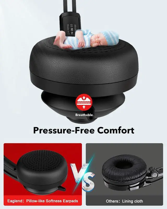 Alt view image 3 of 5 - JIAMQISHI USB Headset with Mic for PC, On-Ear Computer Laptop Headphones with Noise Cancelling Microphone in-line Control for Home Office Online Class (USB+3.5mm Single Ear Headset, Black)