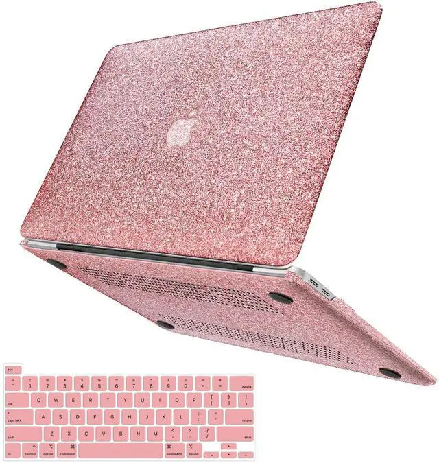 Main image of iPAPA Compatible with MacBook Pro 13 inch Case M2 2025 2024 2023 2022 2021-2016 M1 A2338 A2251 A2289 A2159 A1989 A1708 A1706,Glitter Smooth Leather Hard Shell Case + Keyboard Cover, Shining Rose Gold