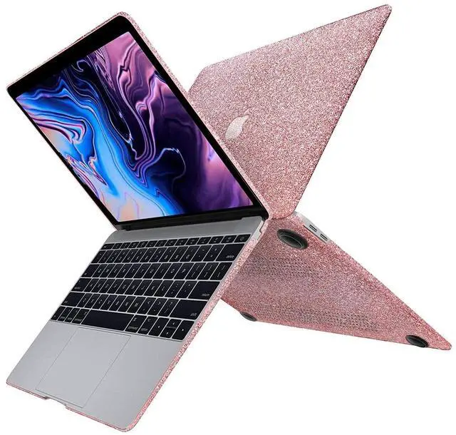 Alt view image 5 of 5 - iPAPA Compatible with MacBook Pro 13 inch Case M2 2025 2024 2023 2022 2021-2016 M1 A2338 A2251 A2289 A2159 A1989 A1708 A1706,Glitter Smooth Leather Hard Shell Case + Keyboard Cover, Shining Rose Gold