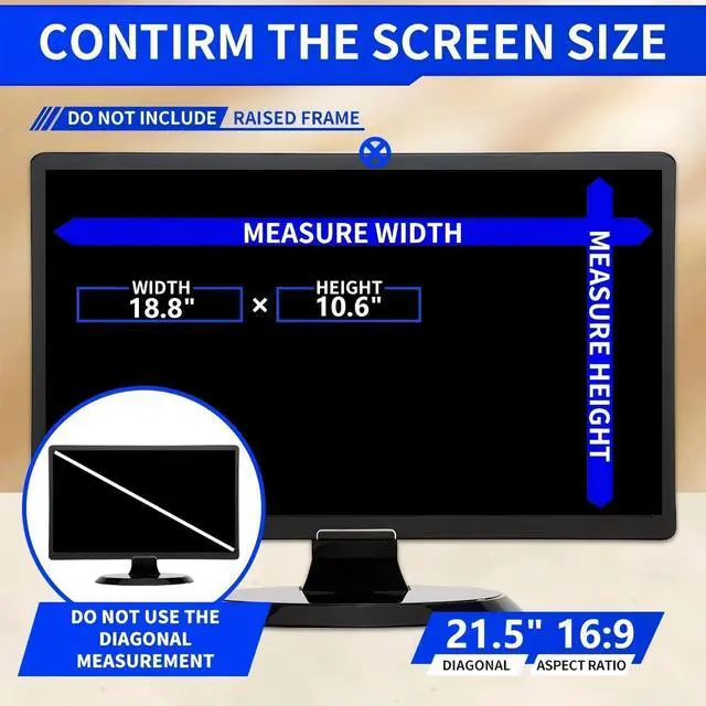 Alt view image 2 of 5 - 21.5 inch Computer Privacy Screen Filter for 16:9 Widescreen Display-Privacy and Anti-Glare Protection