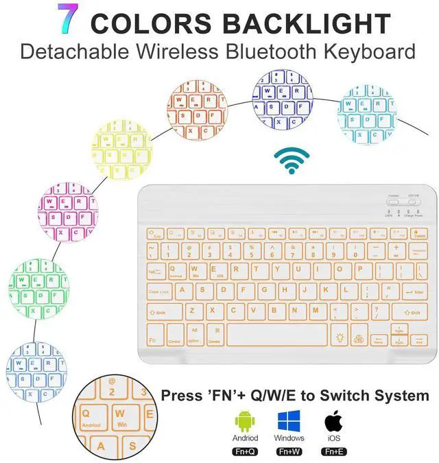 Alt view image 3 of 5 - IVEOPPE for iPad 11th 10th Generation Case with Keyboard, 7 Colors Backlit Wireless Detachable Bluetooth Keyboard for iPad 11-inch A16 2025 10th Gen 10.9 Inch 2022, Flip Stand Case,Black