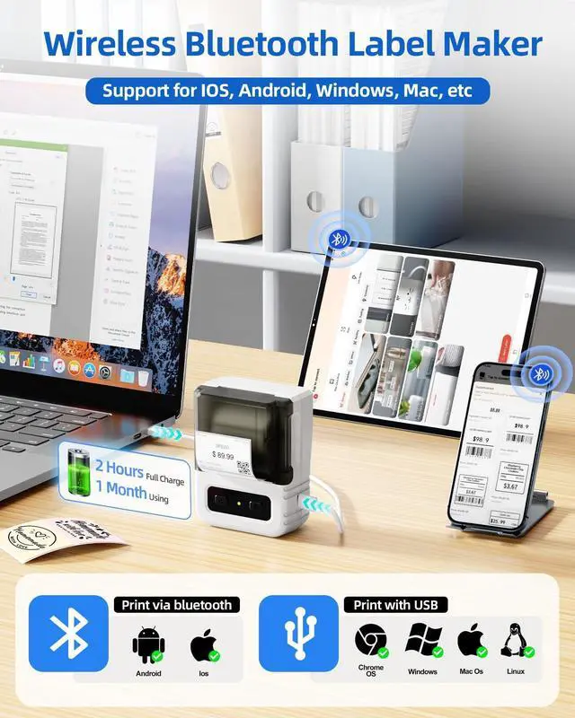 Alt view image 2 of 4 - Itari Label Maker Machine with 1.97'' x 1.18'' (50x30mm), 230 Labels Sheets/roll