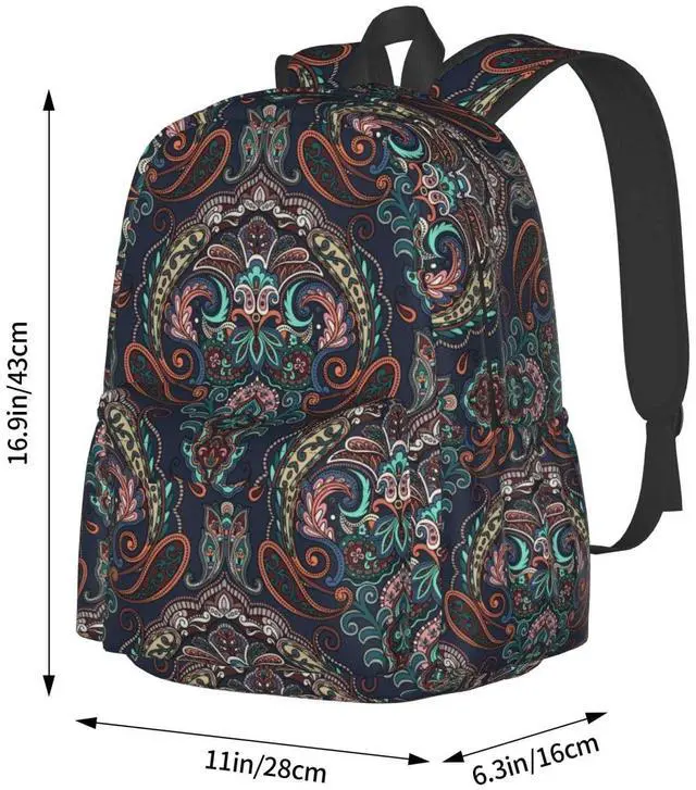 Alt view image 5 of 5 - Nmbvcxz Pais-ley Backpack for Women 17 inch Travel Casual Laptop Backpack Lightweight Waterproof Durable Hiking Daypack