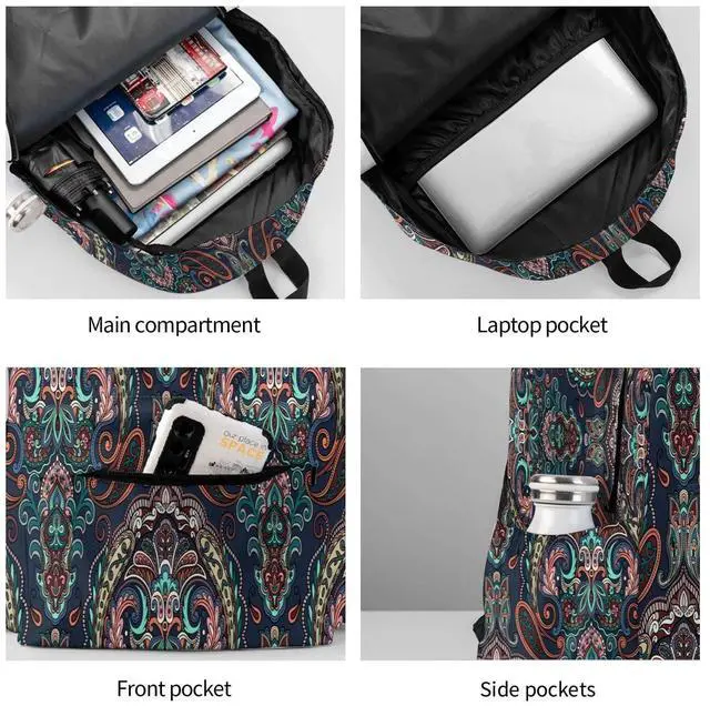 Alt view image 3 of 5 - Nmbvcxz Pais-ley Backpack for Women 17 inch Travel Casual Laptop Backpack Lightweight Waterproof Durable Hiking Daypack