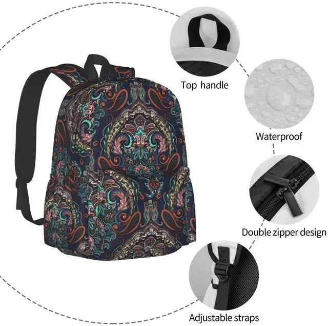 Alt view image 4 of 5 - Nmbvcxz Pais-ley Backpack for Women 17 inch Travel Casual Laptop Backpack Lightweight Waterproof Durable Hiking Daypack