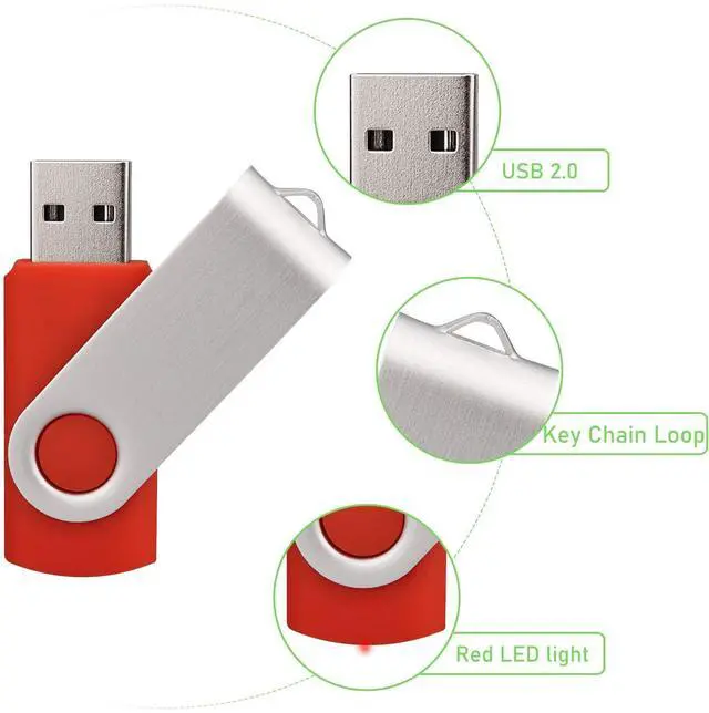 Alt view image 4 of 5 - USB Flash Drive 16GB 10 Pack, Thumb Drives USB 2.0 Bulk Swivel Memory Stick Jump Drive Zip Drive with Led Indicator for Data Storage, File Sharing (10Pcs, Multi-Color,16 GB)