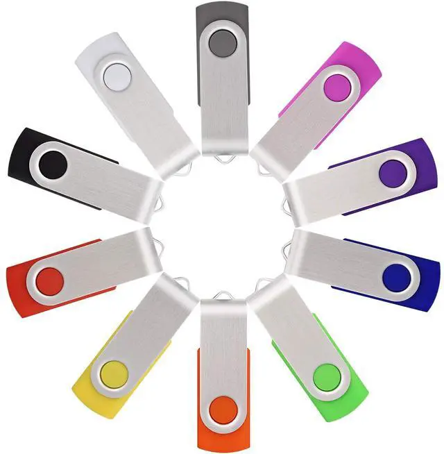 Alt view image 2 of 5 - USB Flash Drive 16GB 10 Pack, Thumb Drives USB 2.0 Bulk Swivel Memory Stick Jump Drive Zip Drive with Led Indicator for Data Storage, File Sharing (10Pcs, Multi-Color,16 GB)