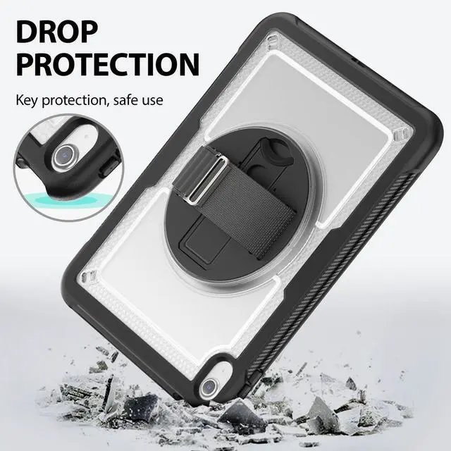 Alt view image 5 of 5 - KAIJIAbox Case for iPad (A16) 11th/10th Generation Case 11/10.9 Inch [2025/2022] with Screen Protector,360deg Band Hand Strap/Stand, Back Shell Protective Cover/Pencil Holder,Transparent