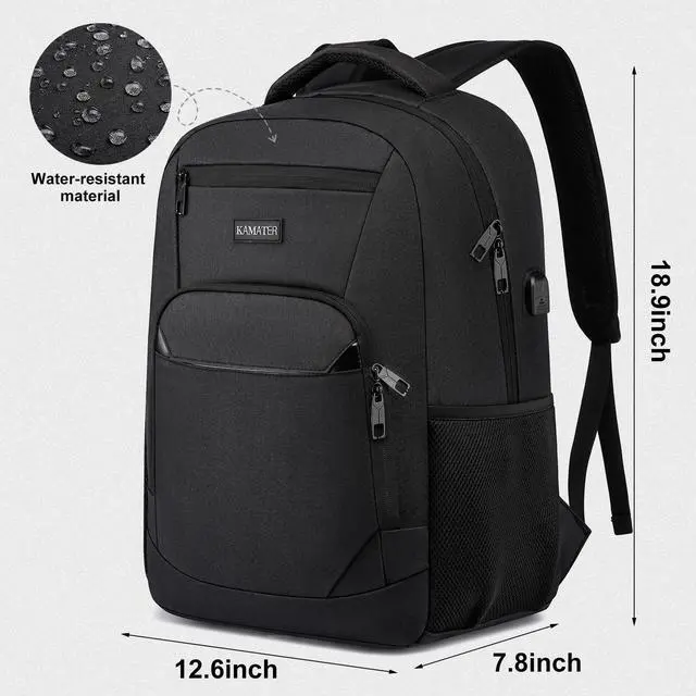 Alt view image 5 of 5 - kamater Backpack with Shoes Compartment, Travel Laptop Backpack for Men Women, Stylish Workout Sport Bag for Yoga, Casual Weekender Carry On for Flight, College, Outdoor, 17.3 inch Black