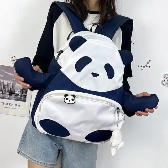 Alt view image 4 of 5 - KOWVOWZ Kawaii Frog Large Novelty Backpack Girl Boy Teen Cute Fuuny Panda Animal High School Backpack Laptop Waterproof Bookbag (Panda)