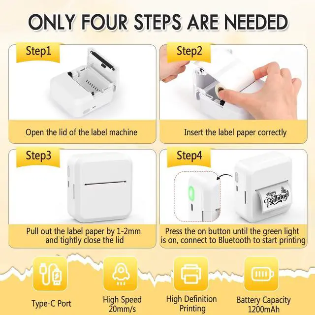 Alt view image 3 of 5 - HuiJuKeJi Label Maker Machine with 50 * 30mm Tape,S2 Portable Bluetooth Mini Label Printer Maker with Personalize Templates,Inkless Thermal Sticker Printer for Home/Office/Business/Organization