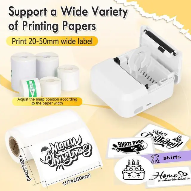 Alt view image 5 of 5 - HuiJuKeJi Label Maker Machine with 50 * 30mm Tape,S2 Portable Bluetooth Mini Label Printer Maker with Personalize Templates,Inkless Thermal Sticker Printer for Home/Office/Business/Organization