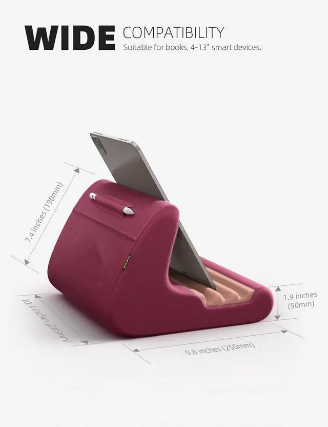 Alt view image 5 of 5 - Lamicall Tablet Holder, Tablet Pillow Stand - Tablet Pillow Soft Pad for Bed and Lap, with Stylus Mount & Pocket, for iPad Pro 12.9, Air, Mini, Kindle, Galaxy Tab and 4-13" Tablet, Dark Red