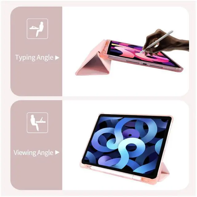 Alt view image 5 of 5 - Cute Kawaii Cherry Bow for iPad 10th Generation Case 10.9 Inch 2022 with Pencil Holder, Auto Sleep/Wake, Pink Leather Soft TPU Back Cover