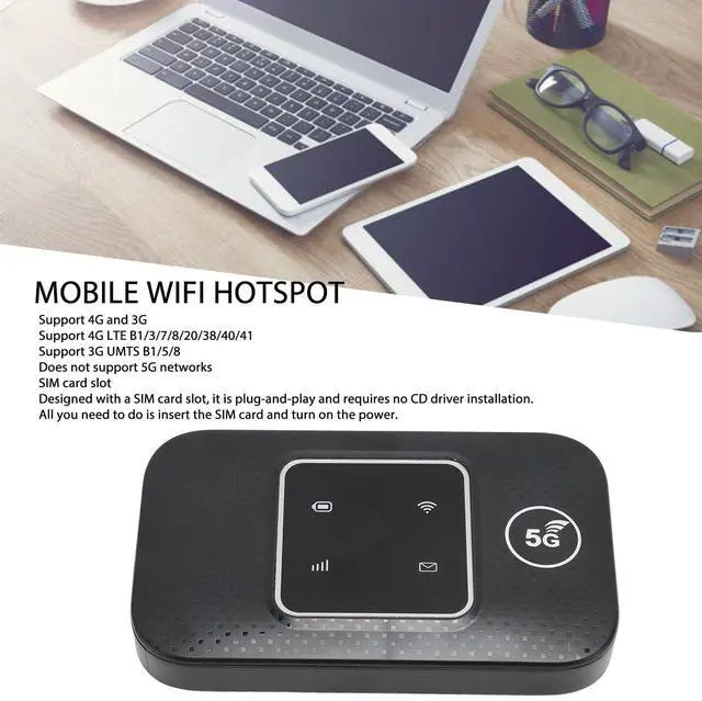 Alt view image 3 of 5 - Mobile Hotspot, 150Mbps 4G LTE Unlocked Wi Fi Hotspot Device, Portable Router with SIM Card Slot for Travel Support B1 B3 B5 B8 B38 B39 B40 B41