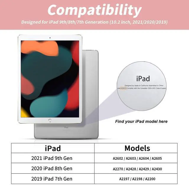 Alt view image 2 of 5 - JKSML Keyboard Case for iPad 9th/8th/7th Generation(2021/2020/2019) 10.2 Inch, Case with 7 Colors Backlit Detachable Keyboard Soft TPU Back Folio Stand, Built-in Left Side Pencil Holder, Pink