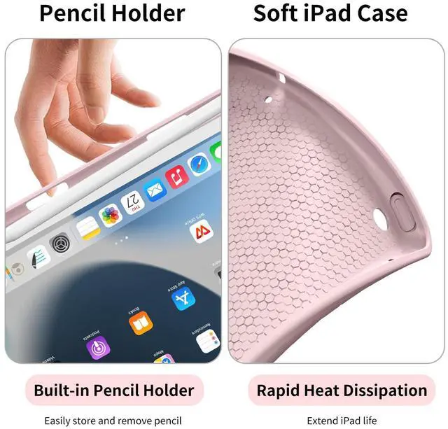 Alt view image 4 of 5 - JKSML Keyboard Case for iPad 9th/8th/7th Generation(2021/2020/2019) 10.2 Inch, Case with 7 Colors Backlit Detachable Keyboard Soft TPU Back Folio Stand, Built-in Left Side Pencil Holder, Pink