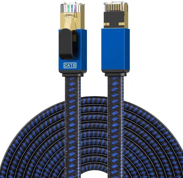 Main image of LEKVKM Cat 8 Ethernet Cable 50 FT High Speed Long Internet Cable Nylon Braided Network Cable RJ45 Connectors SSTP Shielded Flat LAN Cable Cat8 ethernet Cables 50feet for PC