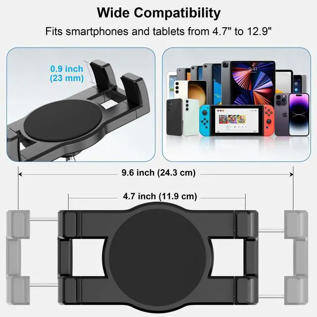 Alt view image 5 of 5 - Keuvirya Aluminum Heavy Duty Tablet Mount Car Holder Dashboard for Truck/Vehicle/Desk/Wall, 360deg Adjustable Dual Arm iPad Stand Holder Mount for 4.7"-12.9" iPad Pro/Air/Mini/Samsung Galaxy Tab