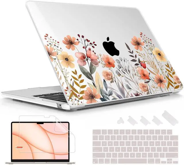 Main image of Lepeoac for MacBook Air 13.6 inch Case M4 M3 M2 2025 2024-2022 Release Model A3240 A3113 A2681, Sturdy Plastic Hard Shell Case for MacBook Air M2 13 inch with Touch ID, Watercolor Flowers