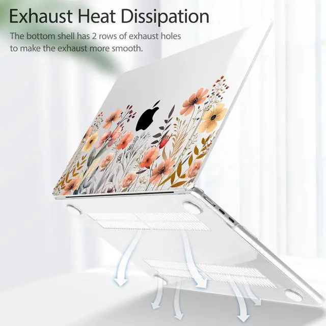 Alt view image 5 of 5 - Lepeoac for MacBook Air 13.6 inch Case M4 M3 M2 2025 2024-2022 Release Model A3240 A3113 A2681, Sturdy Plastic Hard Shell Case for MacBook Air M2 13 inch with Touch ID, Watercolor Flowers