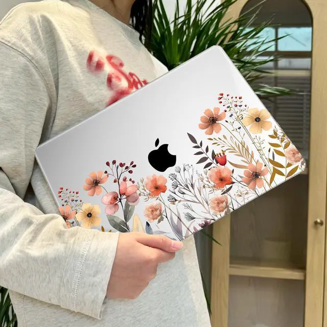 Alt view image 4 of 5 - Lepeoac for MacBook Air 13.6 inch Case M4 M3 M2 2025 2024-2022 Release Model A3240 A3113 A2681, Sturdy Plastic Hard Shell Case for MacBook Air M2 13 inch with Touch ID, Watercolor Flowers