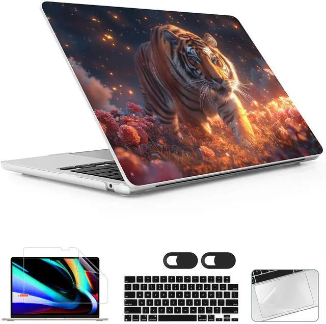 Main image of Lepeoac for MacBook Air 13.6 inch Case M4 M3 M2 2025 2024-2022 Release Model A3240 A3113 A2681, Sturdy Plastic Hard Shell Case & Screen Protector for MacBook Air M2 13 inch, Dream Tiger