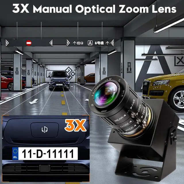 Alt view image 3 of 5 - IFWATER 5MP USB Camera Global Shutter 1944P@50fps High Speed USB Webcam 3.6-10mm 3X Manual Zoom Lens Computer Lightburn Close up for Motion Capture Face Recognition QR Codes Scanning