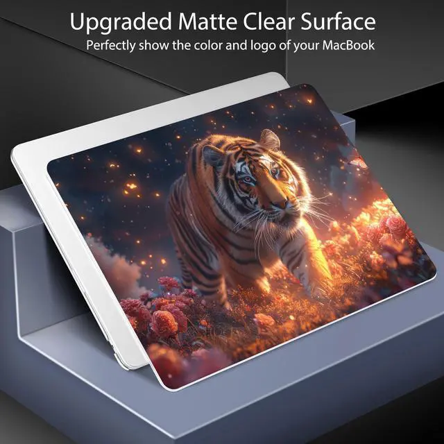 Alt view image 3 of 5 - Lepeoac for MacBook Air 13.6 inch Case M4 M3 M2 2025 2024-2022 Release Model A3240 A3113 A2681, Sturdy Plastic Hard Shell Case & Screen Protector for MacBook Air M2 13 inch, Dream Tiger