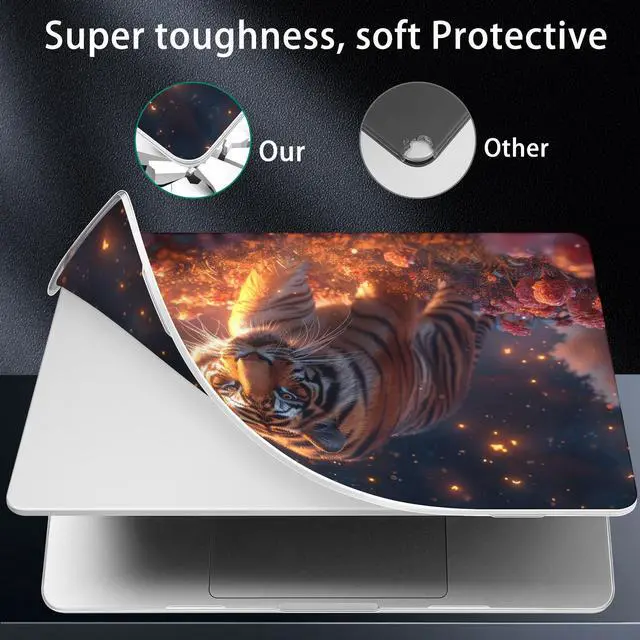 Alt view image 4 of 5 - Lepeoac for MacBook Air 13.6 inch Case M4 M3 M2 2025 2024-2022 Release Model A3240 A3113 A2681, Sturdy Plastic Hard Shell Case & Screen Protector for MacBook Air M2 13 inch, Dream Tiger