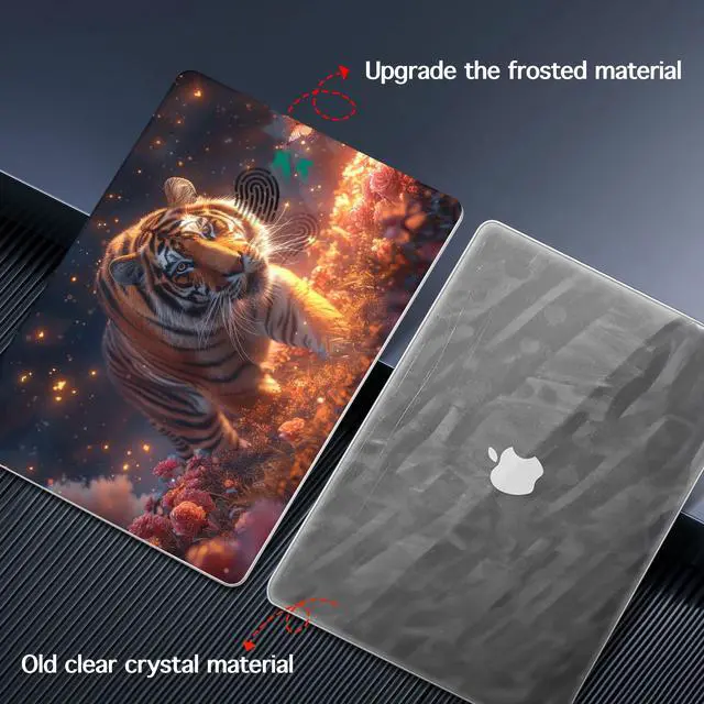 Alt view image 5 of 5 - Lepeoac for MacBook Air 13.6 inch Case M4 M3 M2 2025 2024-2022 Release Model A3240 A3113 A2681, Sturdy Plastic Hard Shell Case & Screen Protector for MacBook Air M2 13 inch, Dream Tiger