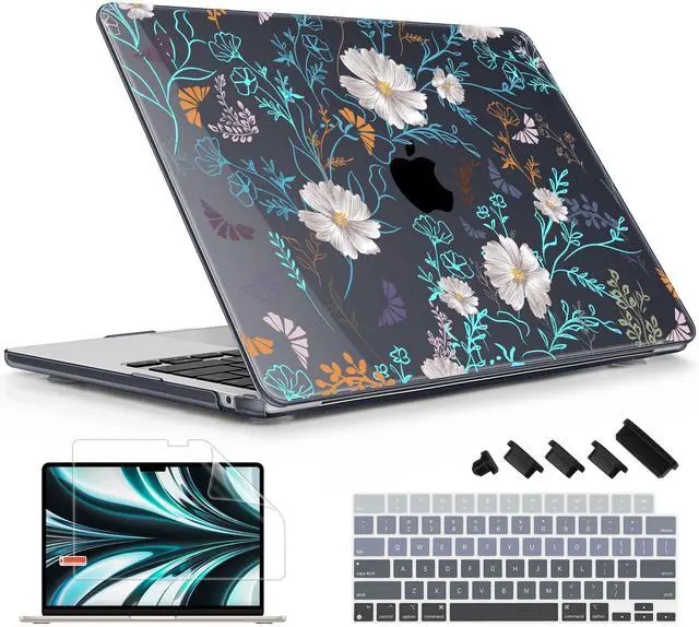 Main image of Lepeoac Case for MacBook Air 15 Inch 2025 2024 2023 Release M4 A3241 M3 A3114 M2 A2941, Hard Shell with Screen Protector & Keyboard Cover, Compatible with Touch ID, Rustic Flowers