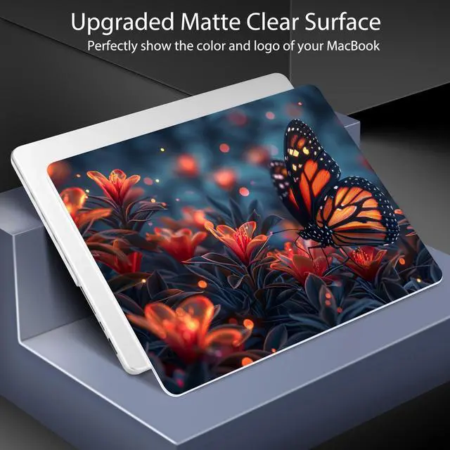 Alt view image 3 of 5 - Lepeoac for MacBook Pro 14 Inch 2024 2023 2022 2021 Release M4 A3112 A3401 A3185 M3 A2918 A2992 M2 A2779 M1 A2442 Pro/Max Chip, Plastic Hard Shell Case with Keyboard Cover, Butterflies Flowers