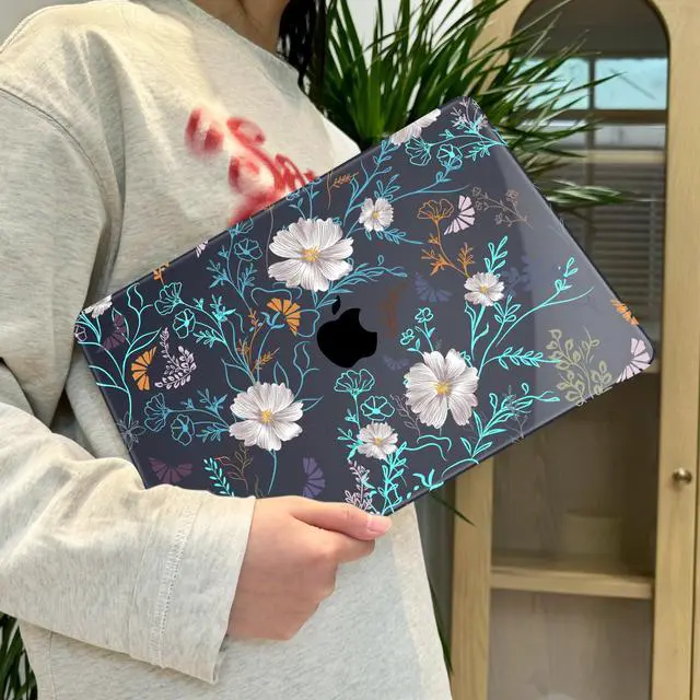 Alt view image 5 of 5 - Lepeoac Case for MacBook Air 15 Inch 2025 2024 2023 Release M4 A3241 M3 A3114 M2 A2941, Hard Shell with Screen Protector & Keyboard Cover, Compatible with Touch ID, Rustic Flowers