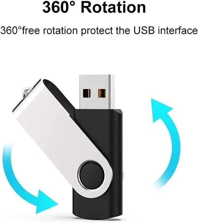 Alt view image 2 of 5 - JUANWE 10 Pack 16GB Bulk USB 2.0 Flash Drive Thumb Drive Jump Drive Fold Storage Swivel Memory Stick with Key Ring Design Portable Pen Drive, Black