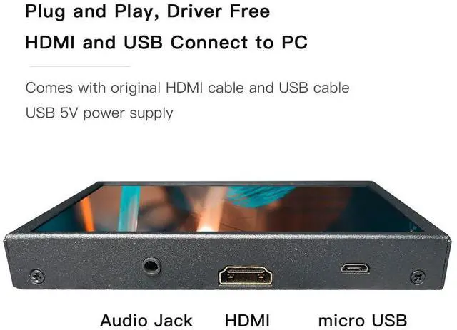 Alt view image 2 of 5 - LESOWN Mini Monitor HDMI 5 inch IPS Small Screen Portatil 800x480 LCD 5" Capacitive Touch Screen Metal Case Dual Speakers Potable Monitor PC HDMI Display
