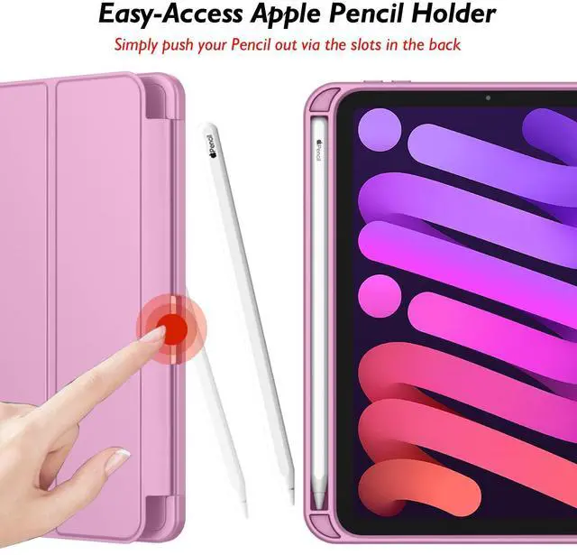 Alt view image 3 of 5 - iMieet iPad Mini 7 Case 2024 (A17 Pro), iPad Mini 6 Case (8.3-Inch,2021 Model), iPad Mini 7th/6th Generation Case with Pencil Holder, Trifold Stand Smart Case with Soft TPU Back,Pastel Violet